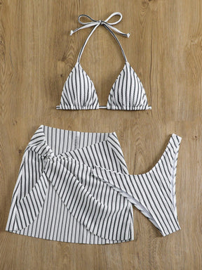 CONJUNTO: BIQUÍNI E CANGA LISTRADO - CLASSIC