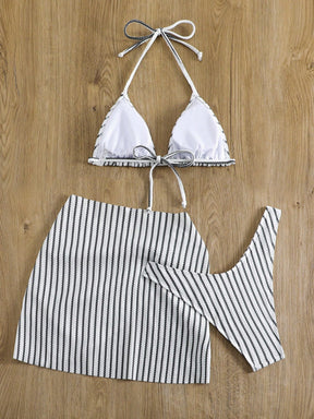 CONJUNTO: BIQUÍNI E CANGA LISTRADO - CLASSIC