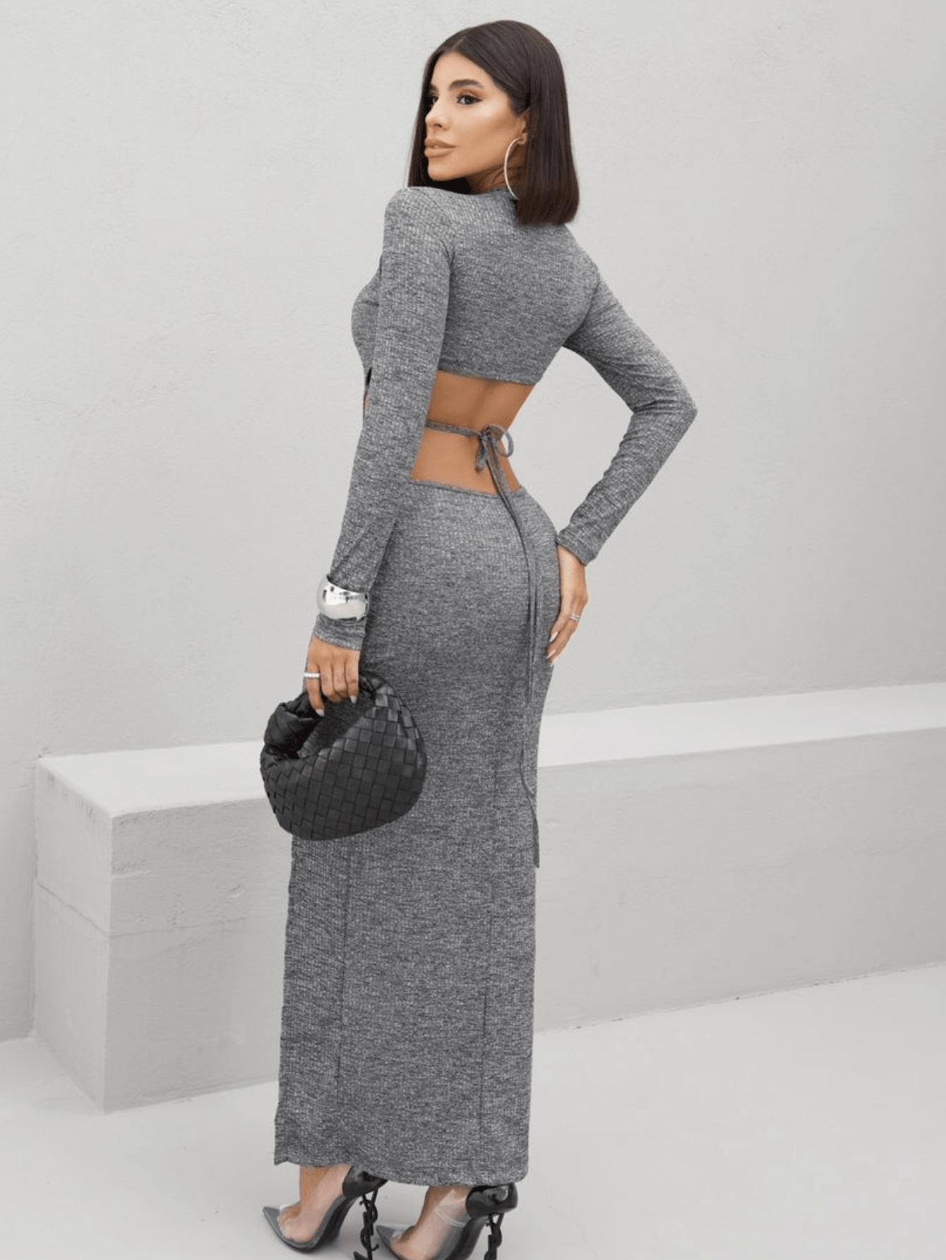 VESTIDO ELEGANTE CANELADO MIDI - BELLA