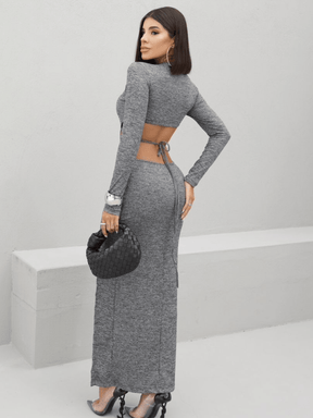 VESTIDO ELEGANTE CANELADO MIDI - BELLA