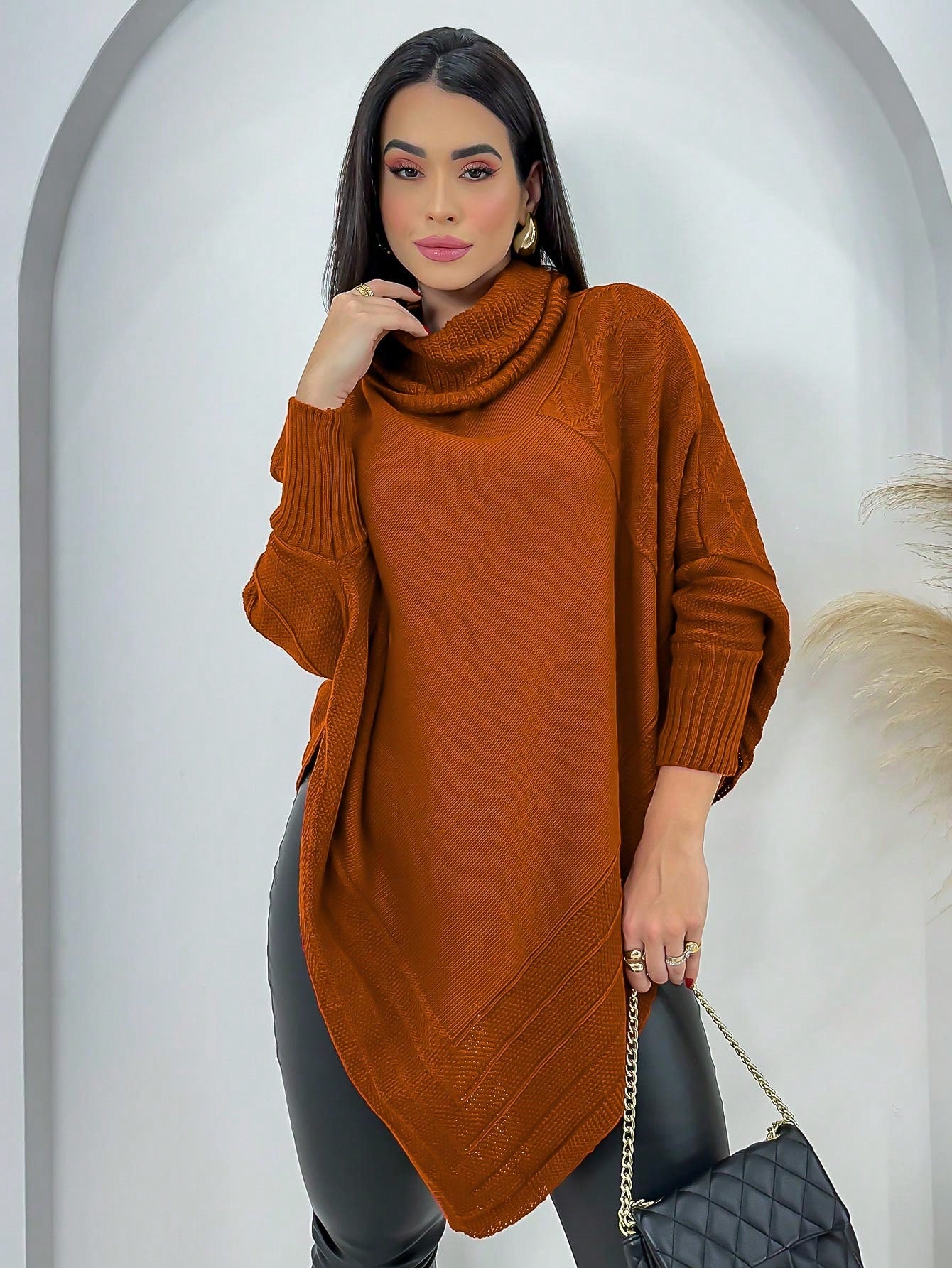 Poncho Casaco Lã Feminino -  Trico
