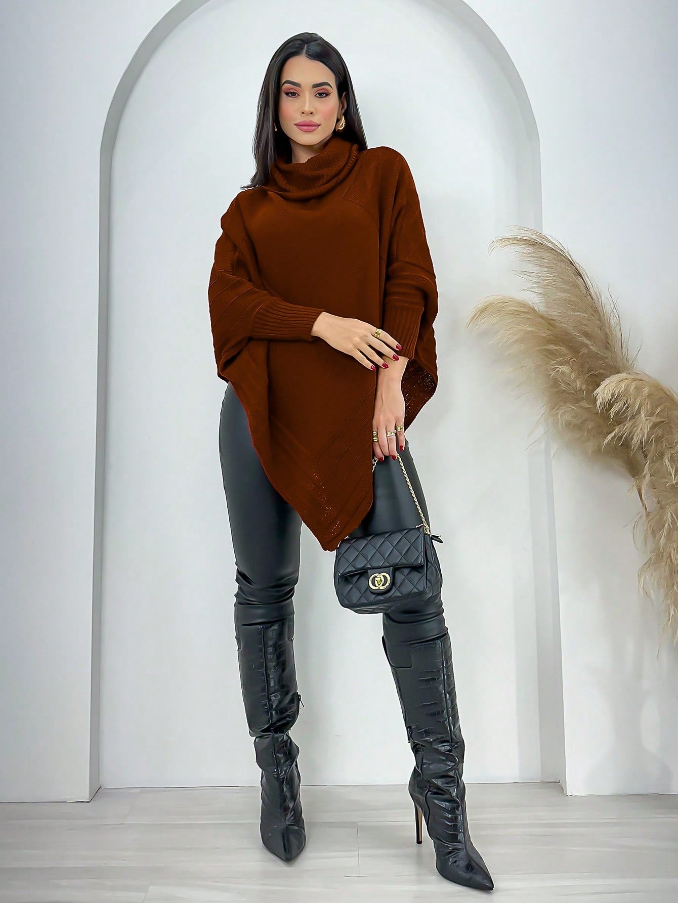 Poncho Casaco Lã Feminino -  Trico