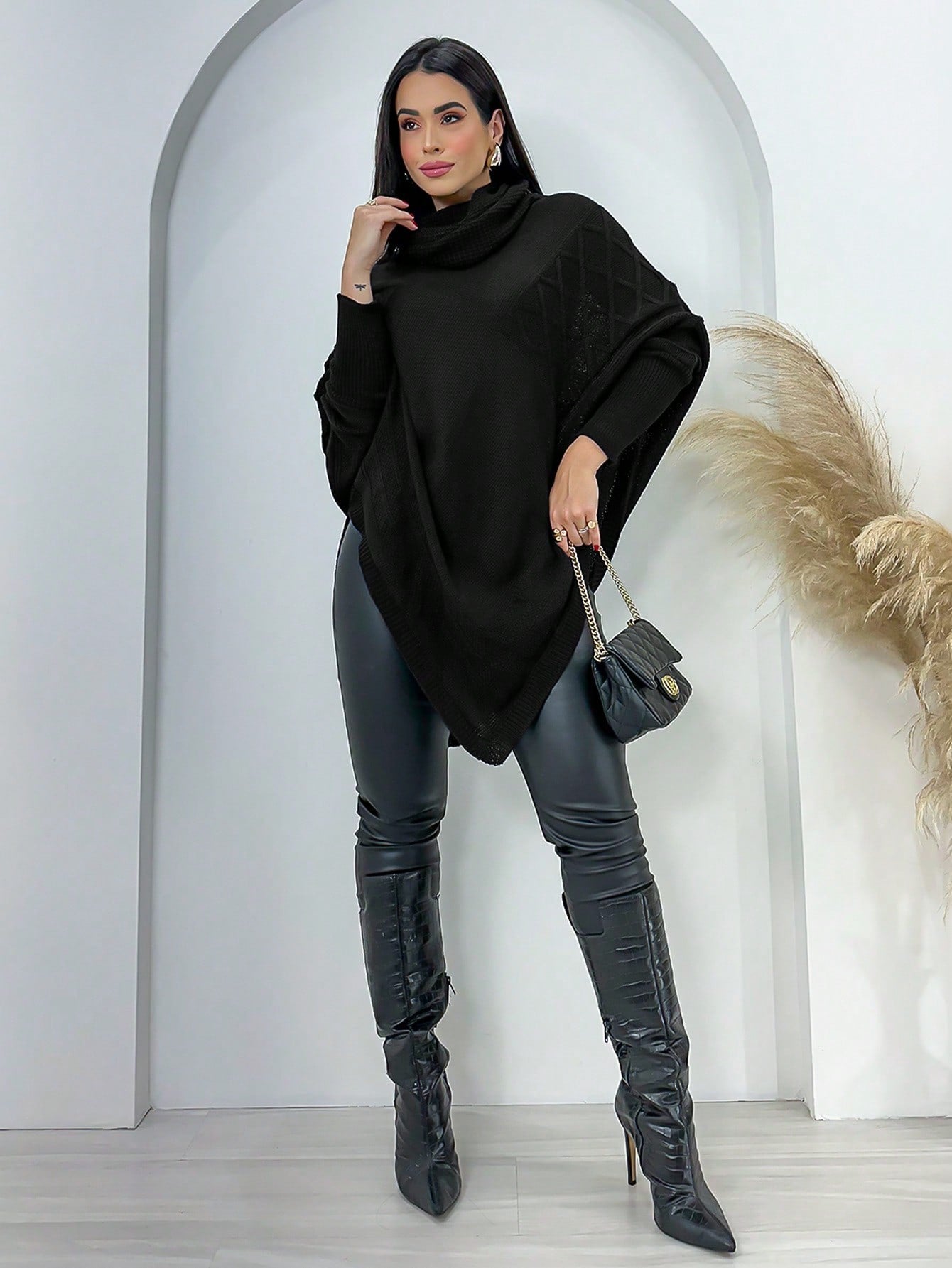 Poncho Casaco Lã Feminino -  Trico