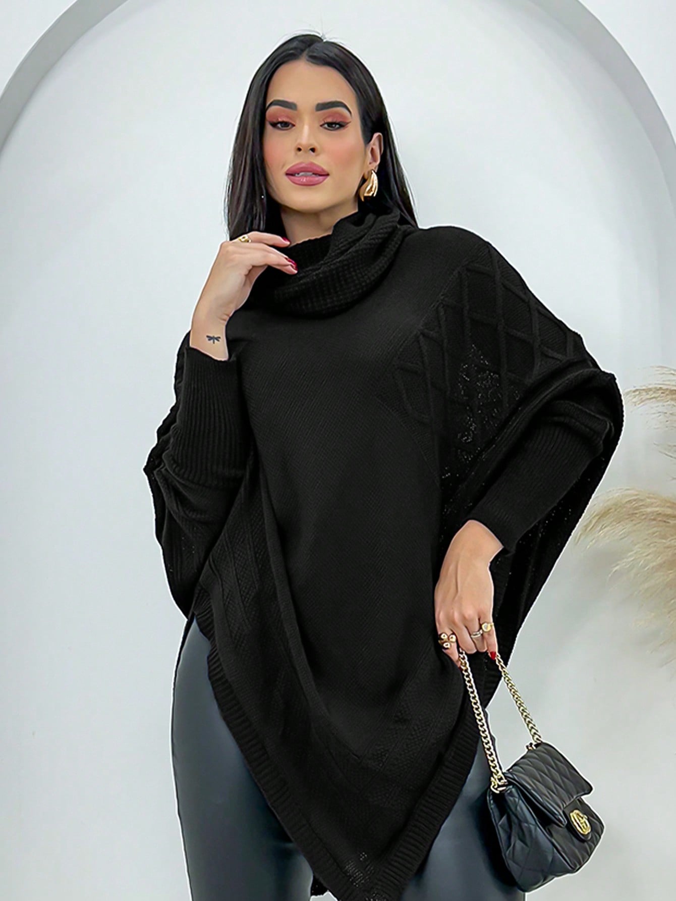 Poncho Casaco Lã Feminino -  Trico