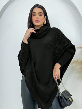 Poncho Casaco Lã Feminino -  Trico