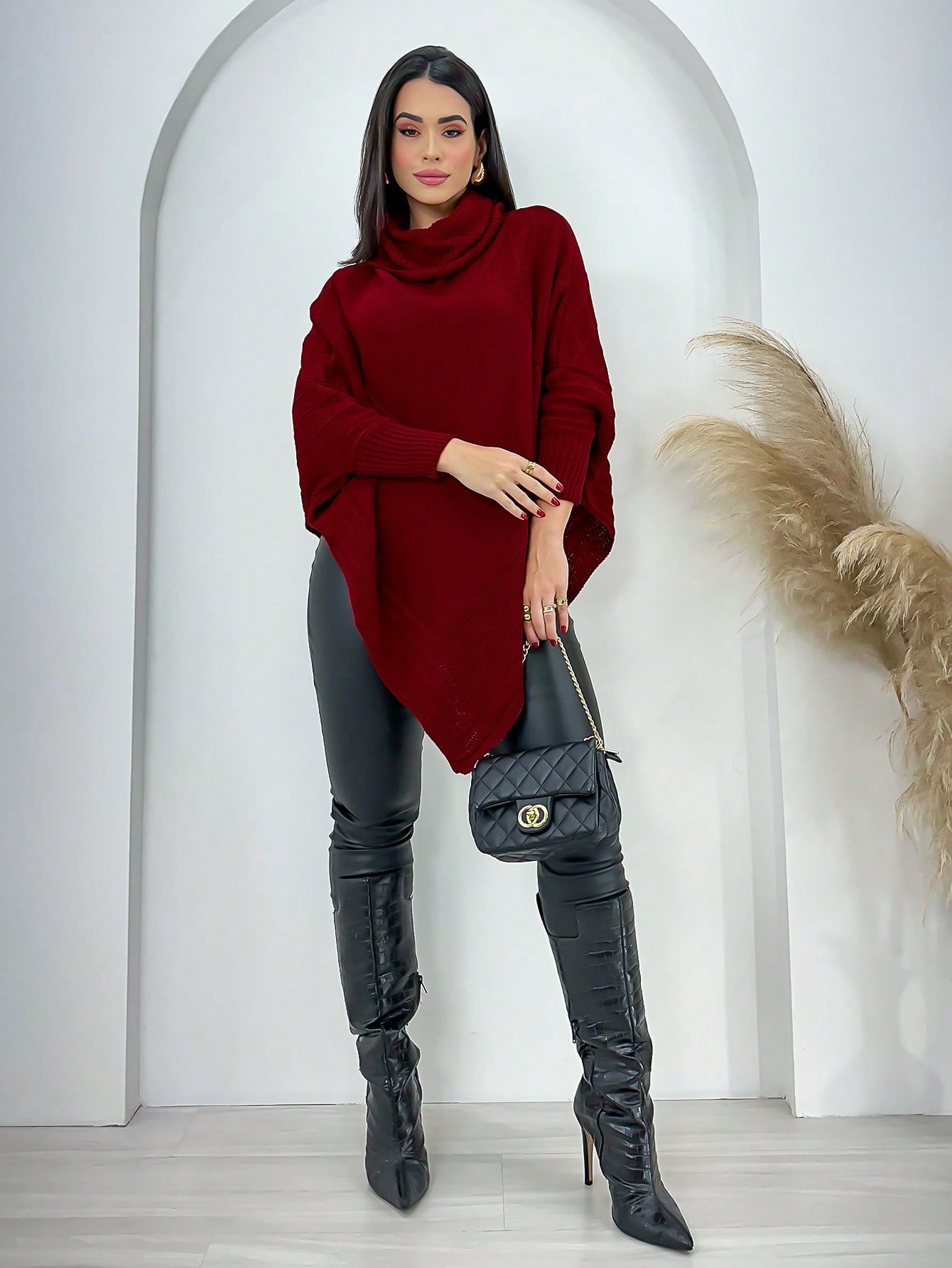 Poncho Casaco Lã Feminino -  Trico